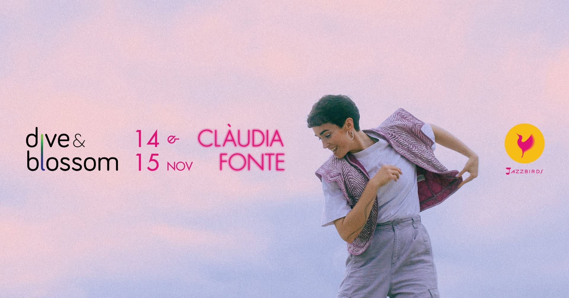 Cartel oficial de Dive & Blossom — Clàudia Fonte Intensive Weekend 2026