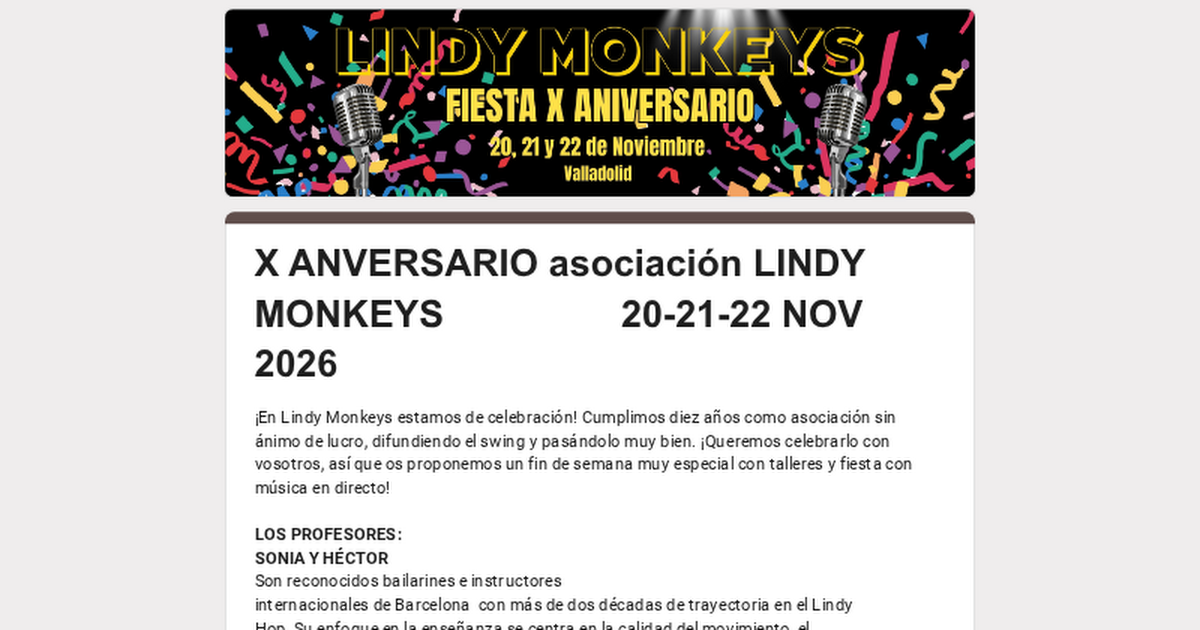 X Aniversario Lindy Monkeys 2026